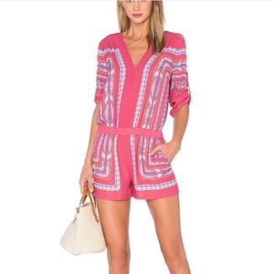 BCBGMaxAzria V-Neck Romper with Geometric Print